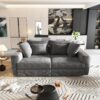 Plush Corduroy 4 Seat Sofa, Modern Comfy Upholstered Sofa Cloud Couch, Deep Seat Couches With Soft Pillows And 2 Ottomans, Convertible Sofa Lounge Chair, For Living Room, Apartment, Office - Gray - Image 14