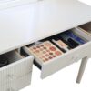 Mirrored Vanity With LED Light, Makeup Vanity Table Set With Adjustable Lighting And Storage - Antique White - Image 7