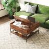 Rustic Flip Top Coffee Table With Hidden Storage - Black / Brown - Image 9