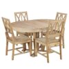 Topmax - 5 Piece Rustic Extendable Dining Table Set Round Trestle Table And 4 Cross Back Dining Chairs For Kitchen, Dining Room - Natural - Image 11