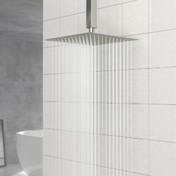 Modern 10" Square Rainfall Shower Head & Stainless Steel Wall Or Ceiling Mount Luxury Spa Shower Panel - Brushed Nickel