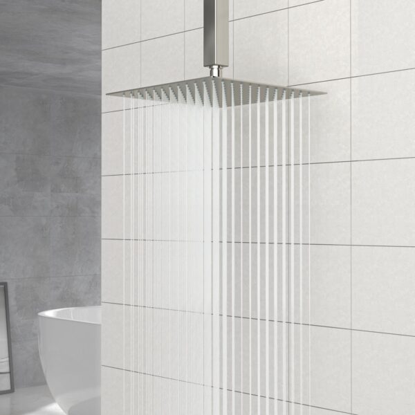 Modern 10" Square Rainfall Shower Head & Stainless Steel Wall Or Ceiling Mount Luxury Spa Shower Panel - Brushed Nickel