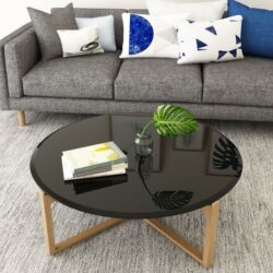 38.6" Round Tempered Glass Table Top Glass 2 / 5" Thick Beveled Polished Edge - Black