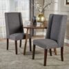 High Back Dining Chair (Set of 2) With Wingback Design And Birch Legs - Dark Gray - Image 5