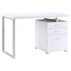 Reversible 3 Drawer Office Computer Desk With Metal Frame - White - Image 5