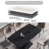 63" Artificial Stone Black Curved Black Metal Leg Dining Table - Black - Image 10