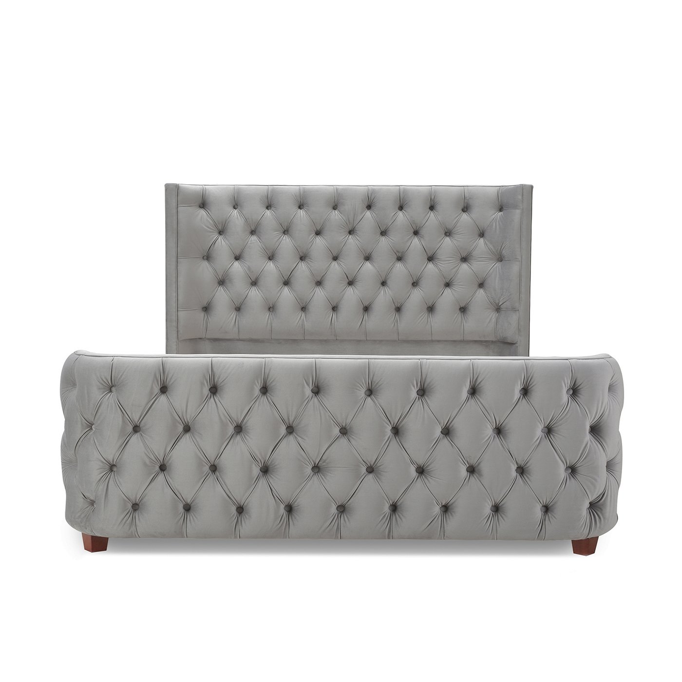 Brooklyn - Queen Tufted Panel Bed Headboard And Footboard Set - Opal Gray - Image 6