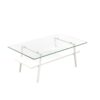 Rectangle Coffee Table, Tempered Glass Tabletop With Metal Legs, Modern Table For Living Room - Transparent / White - Image 8