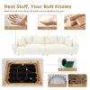 Plush Corduroy 4 Seat Sofa, Modern Comfy Upholstered Sofa Cloud Couch, Deep Seat Couches With Soft Pillows And 2 Ottomans, Convertible Sofa Lounge Chair, For Living Room, Apartment, Office - Beige - Image 22