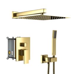 Dual Shower Head 10" Wall Mounted Square Shower System - Gold