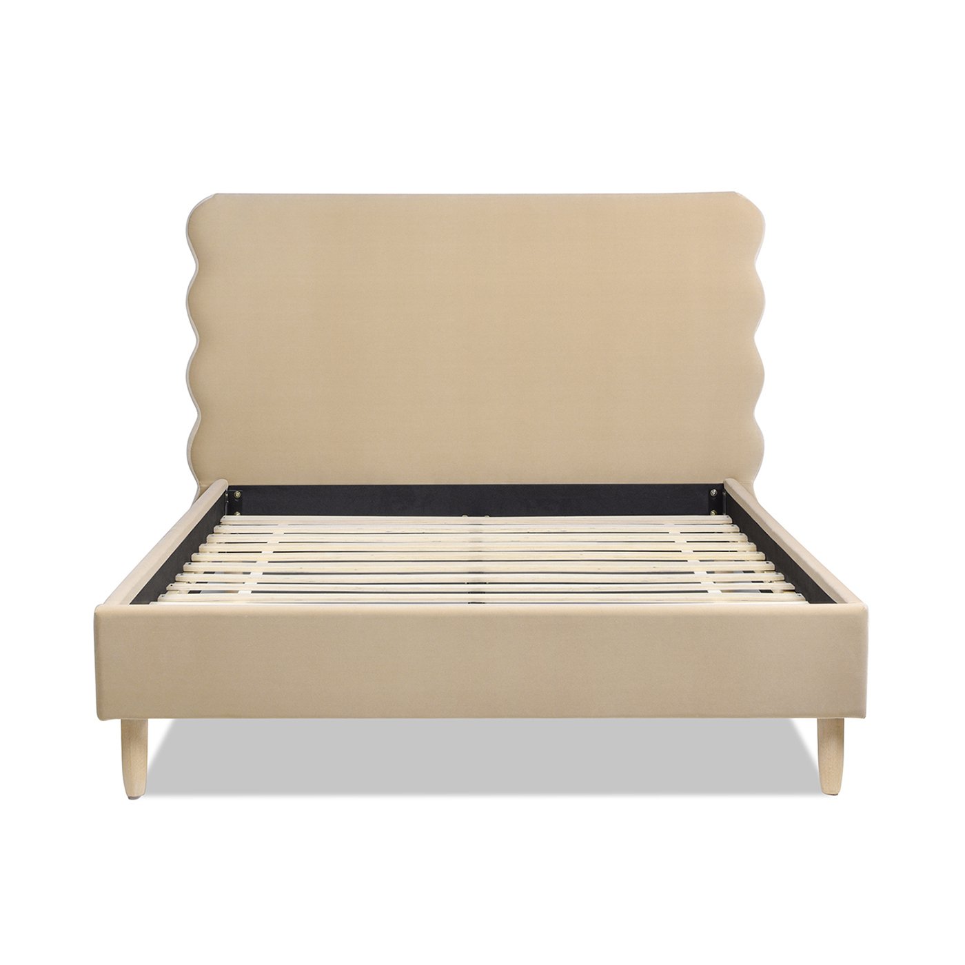 Stockholm - Queen Modern Wavy Headboard Platform Bed - Fawn Brown - Image 5