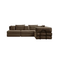 Oversized Upholstered Sectional Sofa Couch Set, Modular L Shaped Floor Sofa Set With 6 Pillows For Living Rooms - Brown