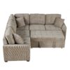 L-Shape Sofa Bed Pull-Out Sleeper Sofa With Wheels, USB Ports, Power Sockets For Living Room - Khaki - Image 14