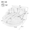 Chaise Lounge Sofa Bed With Tufted Seat And Detachable Pillows Chenille - Beige - Image 2