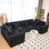Modular U Shaped Sectional Sofa, 6 Seater Chaise Lounge With Reversible Design, Customizable Living Room - Black - Image 5