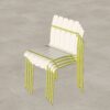 4 Piece Set Of Modern Color Block Designed Single Chairs, UV Resistant And Rust Proof - Grain Yellow / White - Image 9
