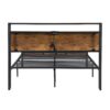 Full Size Metal Platform Bed Frame With Wooden Headboard And Footboard, USB Liner, Large Under Bed Storage - Black / Brown - Image 4