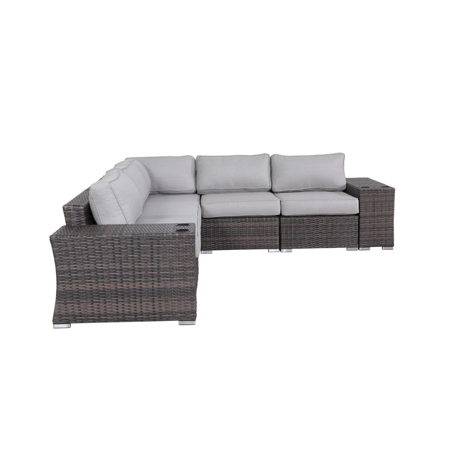 Oasis - Outdoor 7 Piece Rattan Sectional Seating Group With Cushions - Brown - Image 7