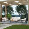 Zara - Dowel Frame Bolster Patio Deep Seating Sofa - Wheat Beige Axroma Olefin - Image 8