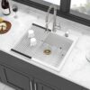 Kitchen Sink, Granite Composite Drop In Sink With Durable Design - White - Image 4
