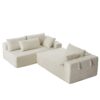 Modern Chenille Upholstered Sectional Sofa Couch Set, Modular L Shaped Sectional Living Room Sofa Set With 6 Pillows, Free Combination - Beige - Image 11