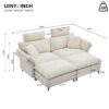 Modern Corduroy, Loveseat Sofa, Deep Seat Sectional Sofa With Ottomans Comfortable Cloud Sofa For Living Room, Apartment, Office, Couch - Beige - Image 3