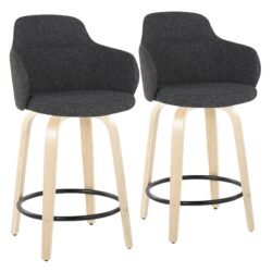 Boyne - Contemporary Fixed Height Counter Stool With Swivel Round Footrest (Set of 2) - Natural / Dark Gray