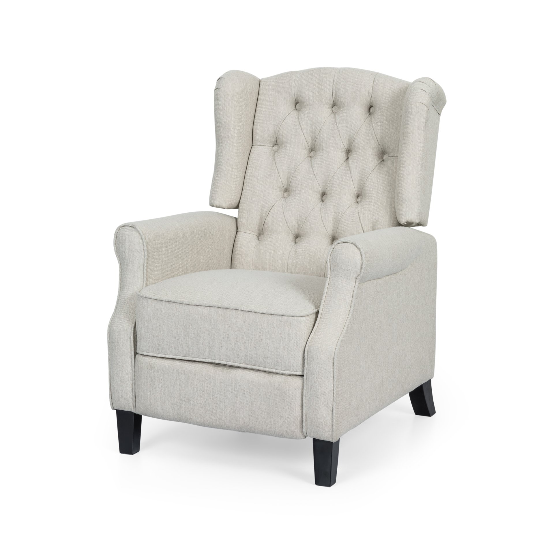 Contemporary Tufted Fabric Push Back Recliner - Beige - Image 7