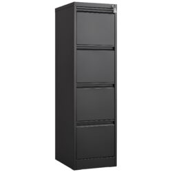 4 Drawer Vertical File Cabinet With Lock For Home Office Organizer Metal Filing Cabinet Letter / A4 / Legal Size - Black