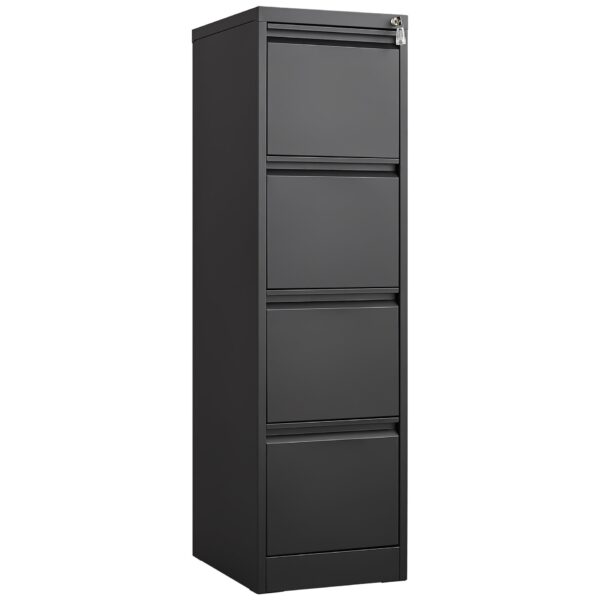 4 Drawer Vertical File Cabinet With Lock For Home Office Organizer Metal Filing Cabinet Letter / A4 / Legal Size - Black