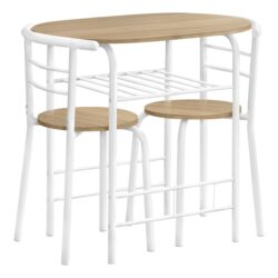3 Pieces Dining Table Set, Small, Contemporary & Modern - Natural