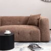 Tofu Block Sofa Modern Design Fabric Three Seat - Brown - Image 8