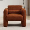 Modern Accent Chair Upholstered Comfy Reading Arm Chair Lambskin Sherpa Fabric - Burnt Orange - Image 5
