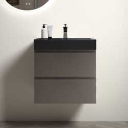 Alice - 24" Bathroom Vanity With Sink, Large Storage Wall Mounted Floating Bathroom Vanity For Modern Bathroom, One-Piece Black Sink Basin Without Drain And Faucet - Black / Gray