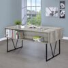 Charm - Writing Desk With 4 Drawers And Open Shelf - Driftwood / Gray - Image 4
