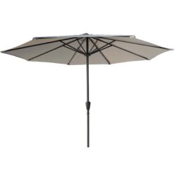 9 Ft Aluminum Patio Market Umbrella With 8 Ribs UV 50 Protection Push Button Tilt And Crank For Garden Beach Or Table Use Without Base - Gray