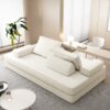 Multifunctional Convertible Sofa Bed With 2 Tumbler Backrests And 2 Pillows, Diy Modern Upholstered Couch - Beige - Image 12