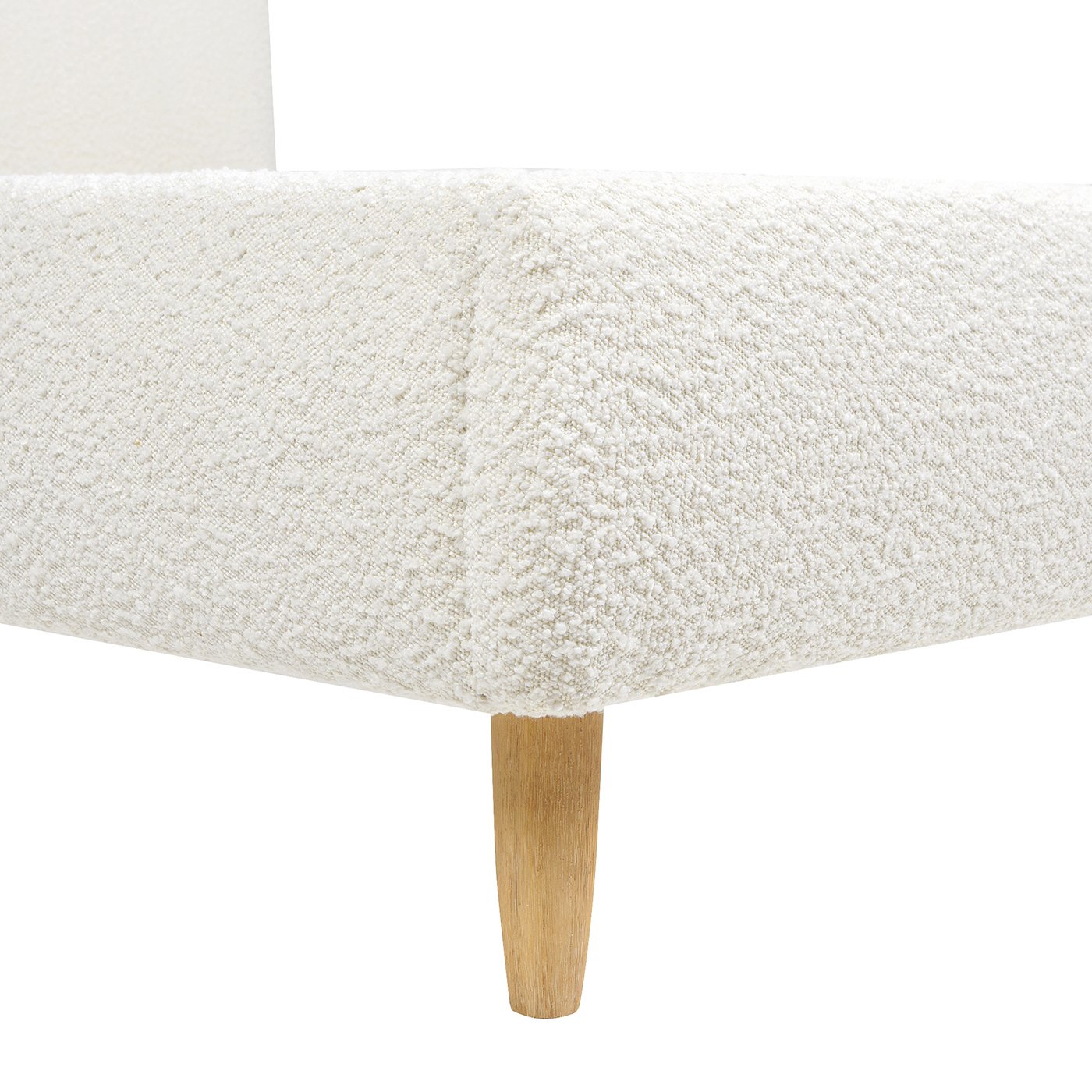 Roman - King Curved Headboard Upholstered Platform Bed - Ivory White - Image 8