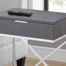 Accent Side Table, Storage Drawer, Modern - Gray