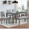6 Pieces Kitchen Dining Set, Rectangular Wooden Dining Table With 4 Upholstered Chairs And A Bench, Dining Table Set For 6 People, Living Room, Home Bar And Kitchen - Gray - Image 2