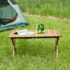 Folding Outdoor Table, Lightweight Aluminum Roll-Up Rectangular Table For Indoor, Outdoor Camping, Picnics, Beach, Backyard, Bbq, Party, Patio - Brown - Image 2