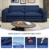 King Size Sleeper Sofa Bed, Pull Out Sofa Bed, 3 In 1 Convertible Sleeper Sofa, 3 Seat Couch With 2 Lumbar Pillows For Living Room - Blue - Image 13