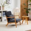 Accent Chair With Pillow Upholstered - Antique Dark Gray - Image 4