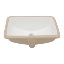 Rectangular Undermount Bathroom Sink, Overflow - White