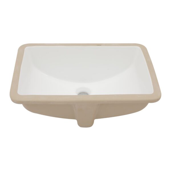 Rectangular Undermount Bathroom Sink, Overflow - White