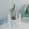 Glass Two Layer Tea Table, Small Round Table, Bedroom Corner Table (Set of 2), Living Room Side Table - White - Image 11