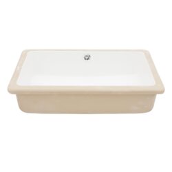 Undermount Rectangular Bathroom Sink & Overflow - White