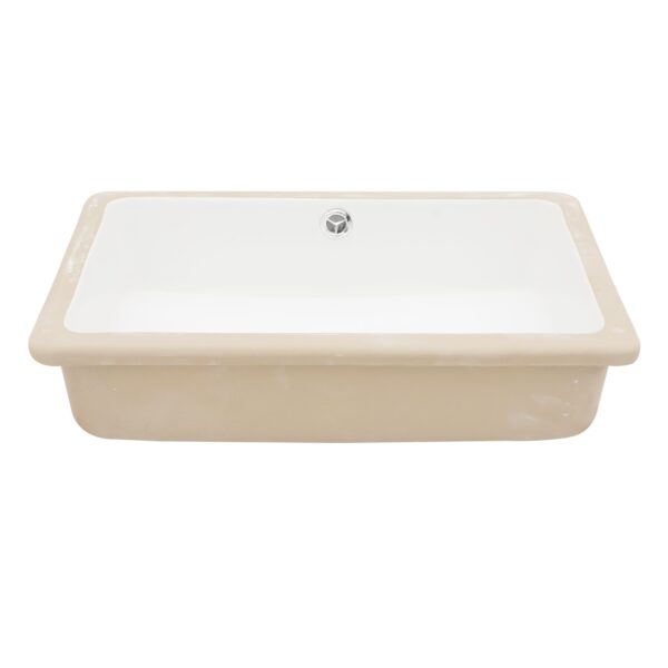 Undermount Rectangular Bathroom Sink & Overflow - White