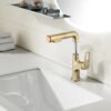 Pull Down Vessel Faucet Single Hole Bathroom Sink Faucet With Lift Spout & Dual Spray Modes - Brushed Gold - Image 2