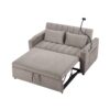 Convertible Sofa Bed Loveseat Sofa With Three USB Ports, Two Side Pockets, Two Cup Holders And 360° swivel Phone Holder For Living Room - Light Gray - Image 18